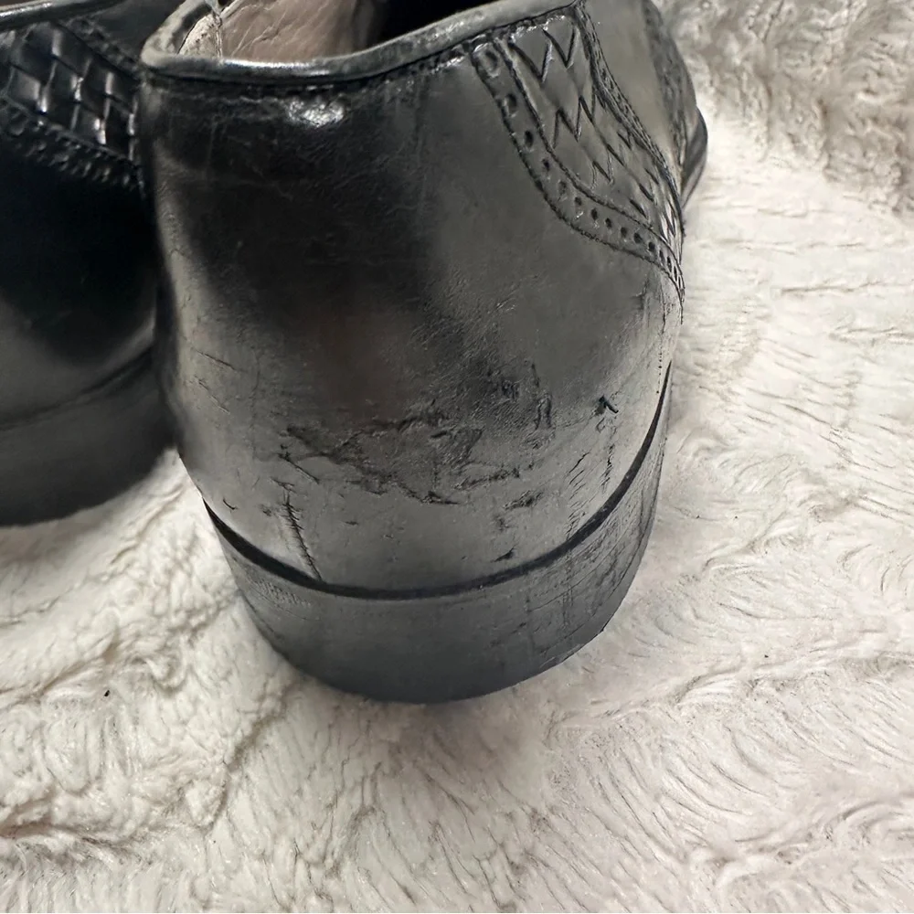 Bally Vintage Wingtip Woven Leather Black 2100 made in Italy 10 M